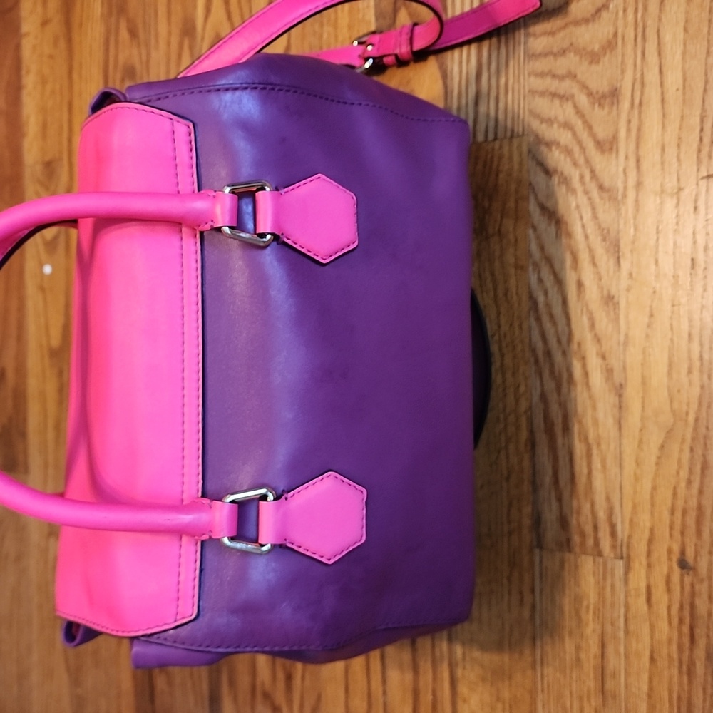 Like New Kate Spade Purple and Barbie Pink Satchel Crossbody Leather Bag - Picture 10 of 17